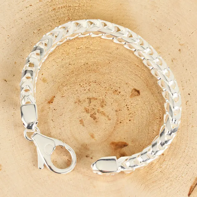Heavy 7.8mm Solid Sterling Silver Franco Bracelet