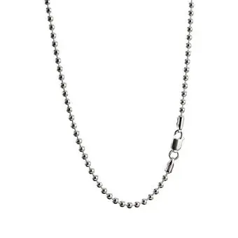 Mens silver bead discount necklace