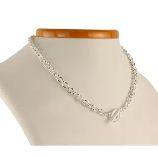 Ladies Solid Sterling Silver T-Bar Necklace
