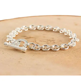 Ladies Solid Sterling Silver T-Bar Bracelet