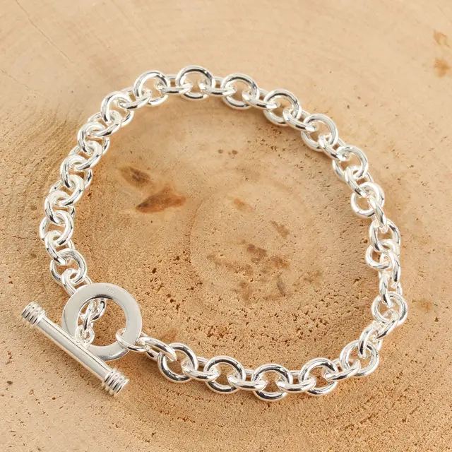 Solid Sterling Silver T-Bar Bracelet