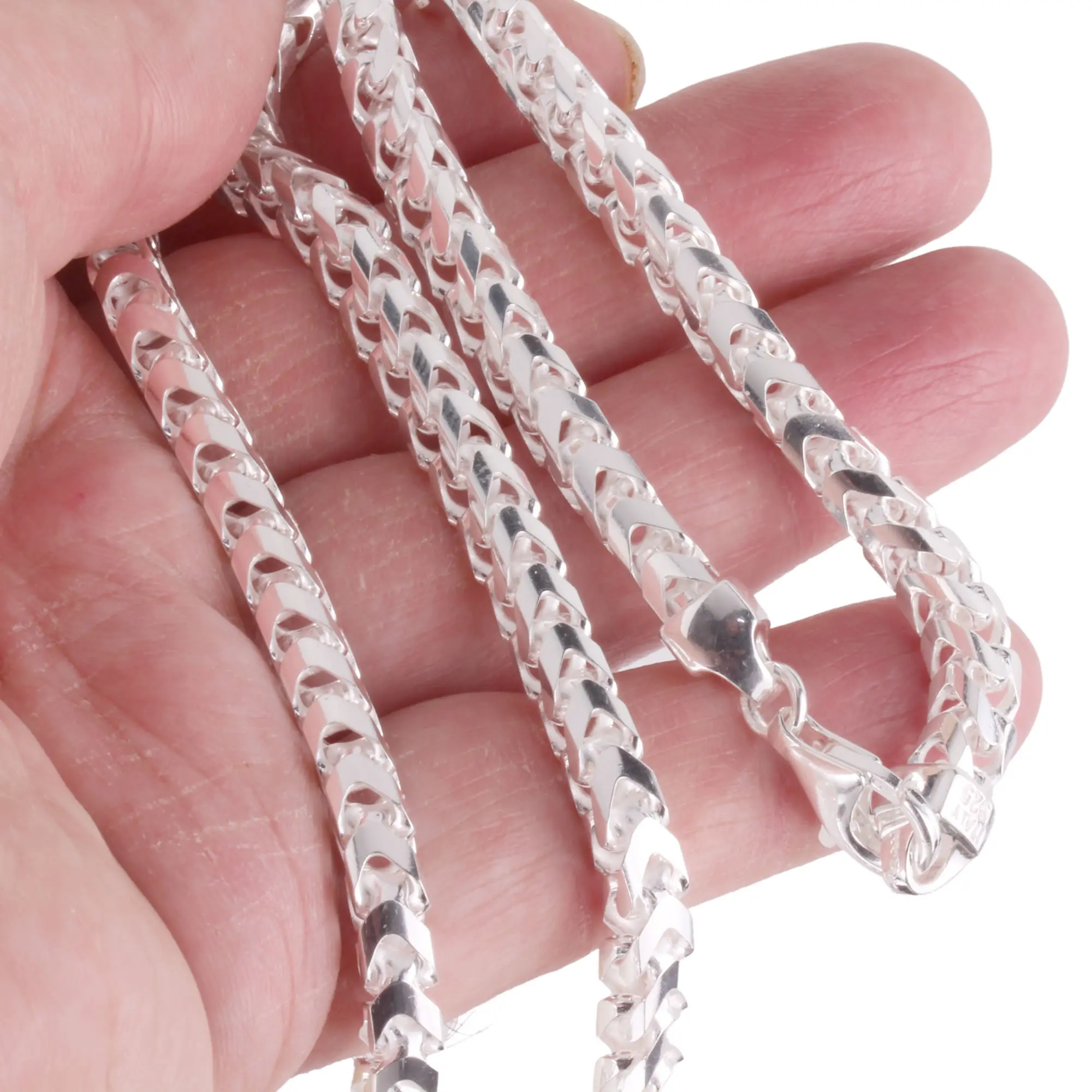 Mens silver sales franco chain