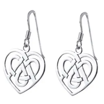 Celtic Heart Sterling Silver Drop Earrings Celtic Heart Sterling Silver Drop Earrings