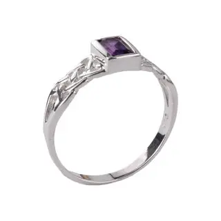 Celtic Design Sterling Silver Ring Amethyst