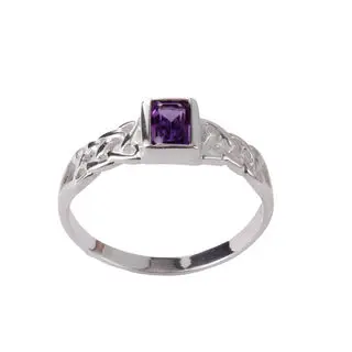 Sterling Silver Bezel Set Amethyst Ring