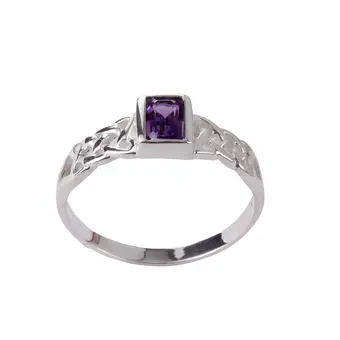 Amethyst Celtic Sterling Silver Ring