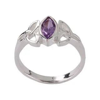 Marquise Cut Amethyst Silver Ring 