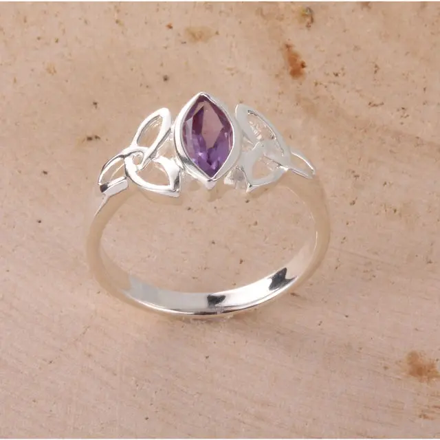 Sterling Silver Amethyst Celtic Ring