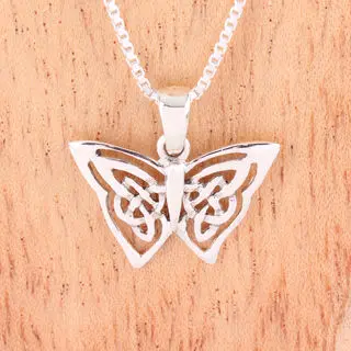 Celtic Winged Sterling Silver Butterfly Pendant