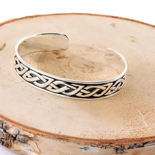 13mm Width Sterling Silver Celtic Bangle