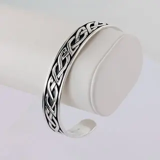 Heavy Solid Sterling Silver Celtic Bangle