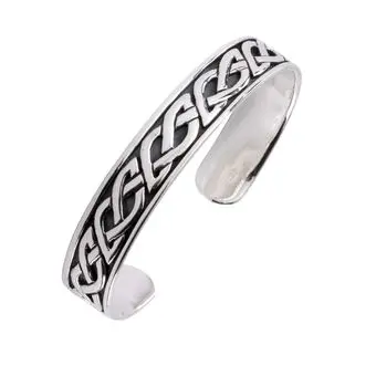 Men's Solid Sterling Silver Celtic Bangle 13mm Width Men's Solid Sterling Silver Celtic Bangle 13mm Width