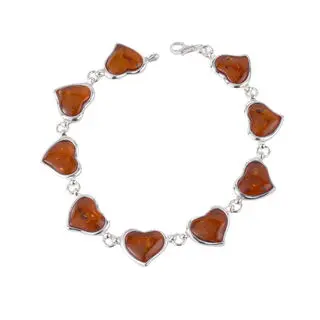 Multiple Honey Baltic Amber Hearts Bracelet