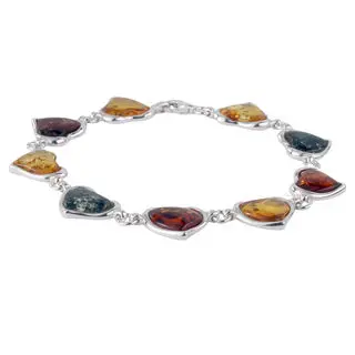 Lemon, Green and Honey Baltic Amber Hearts Bracelet