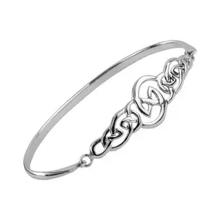 Celtic Design Hinged Sterling Silver Bangle