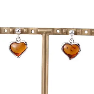 Honey Baltic Amber Heart Earrings
