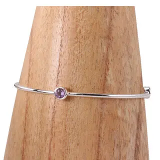 Triple Amethyst Bezel Set Sterling Silver Bangle