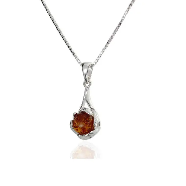 Sterling Silver Honey Baltic Amber Pendant