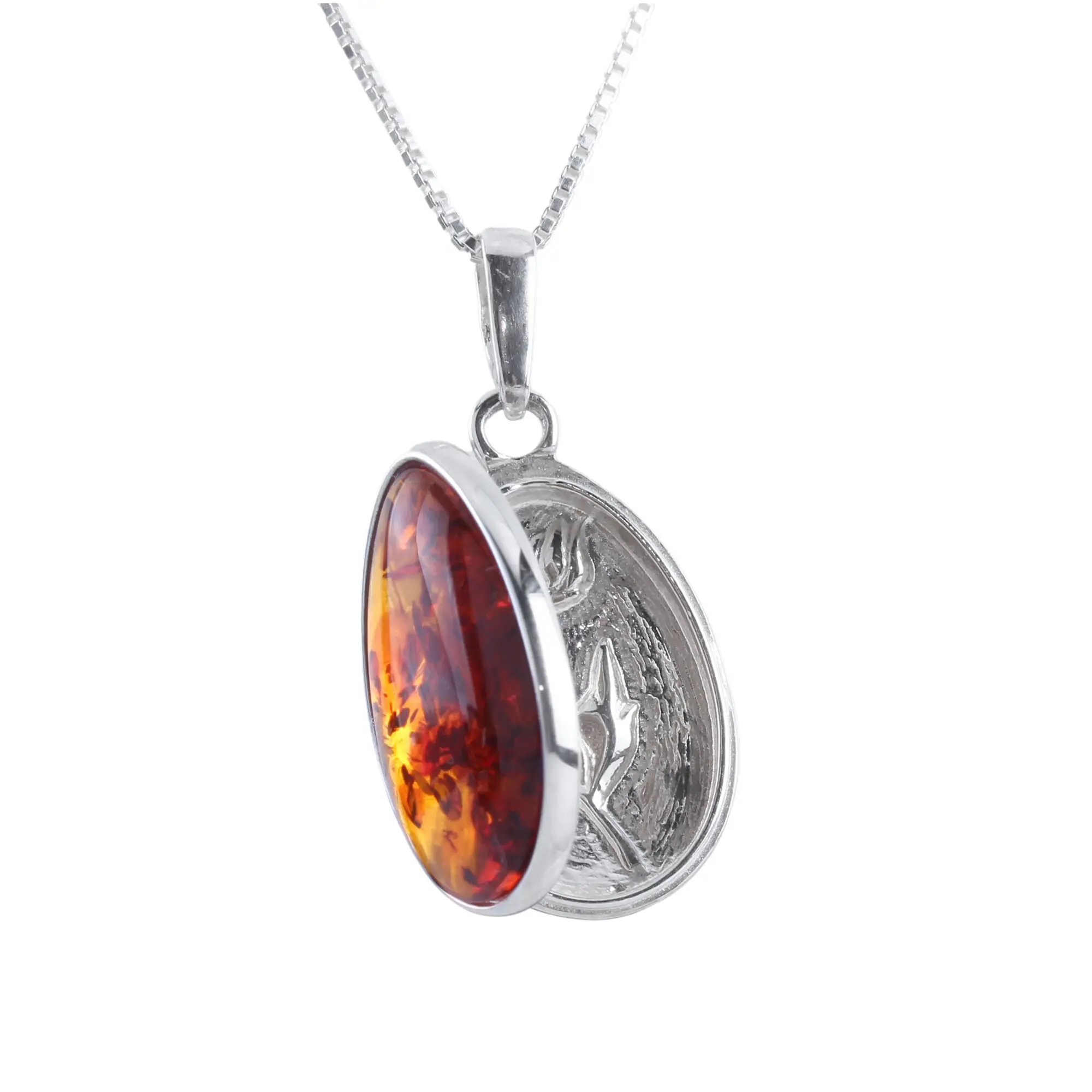 thumbnail image 2 of Jewellerybox Sterling Silver Small Oval Floral Locket On Chain – 925 Silver, 14 To 32 Inch Chain, No Stone 2 of 4
