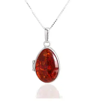 Baltic Amber Sterling Silver Oval Locket
