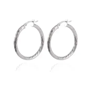 25mm Diameter Ladies Diamond Cut Creole Hoop Earrings