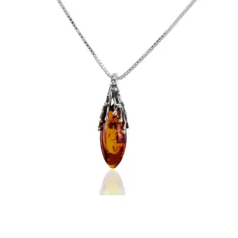 Honey Baltic Amber Cascade Sterling Silver Pendant Honey Baltic Amber Cascade Sterling Silver Pendant