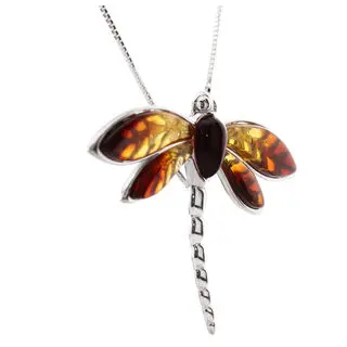 Large Baltic Amber Dragonfly Pendant
