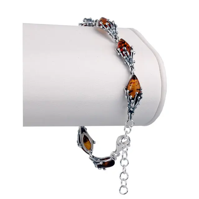 Honey Baltic Amber and Sterling Silver Bracelet