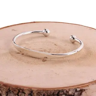 8mm Wide Men's Sterling Silver Torque Bangle