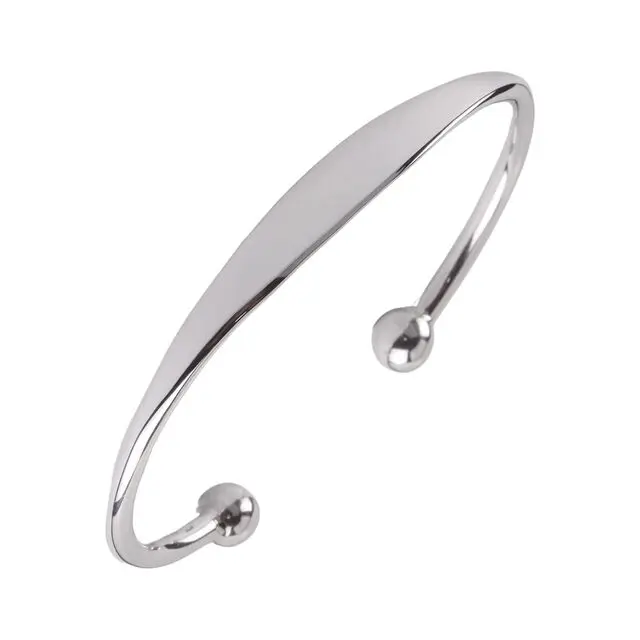 Medium Weight Men's ID Sterling Silver Torque Bangle 