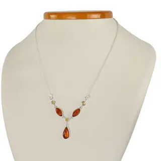Adjustable Sterling Silver Baltic Amber Necklace