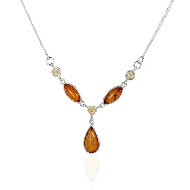 Honey and Lemon Baltic Amber Sterling Silver Necklace