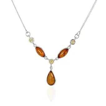 Honey And Lemon Baltic Amber Sterling Silver Adjustable Necklace