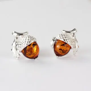 Small Acorn Baltic Amber Earrings