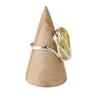 Large Sterling Silver and Lemon Baltic Amber Ring