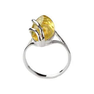 Lemon Baltic Amber Sterling Silver RIng