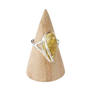 Lemon Baltic Amber Wrap Over Design Ring