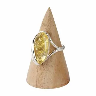 Sterling Silver Lemon Baltic Amber Ring 