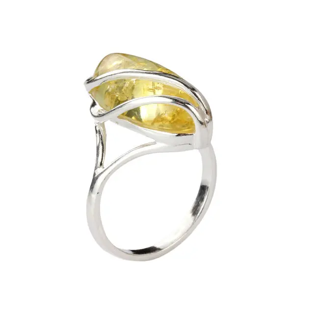 Lemon Baltic Amber Statement Ring