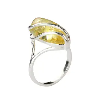 Lemon Baltic Amber Wrap Over Ring Sterling Silver  Lemon Baltic Amber Wrap Over Ring Sterling Silver