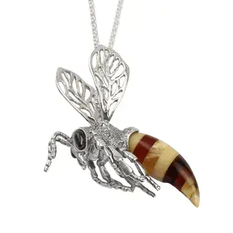 Large Baltic Amber Bee Pendant Sterling Silver Large Baltic Amber Bee Pendant Sterling Silver