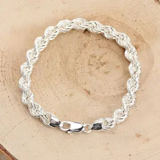 8mm Diameter Solid 925 Sterling Silver Bracelet