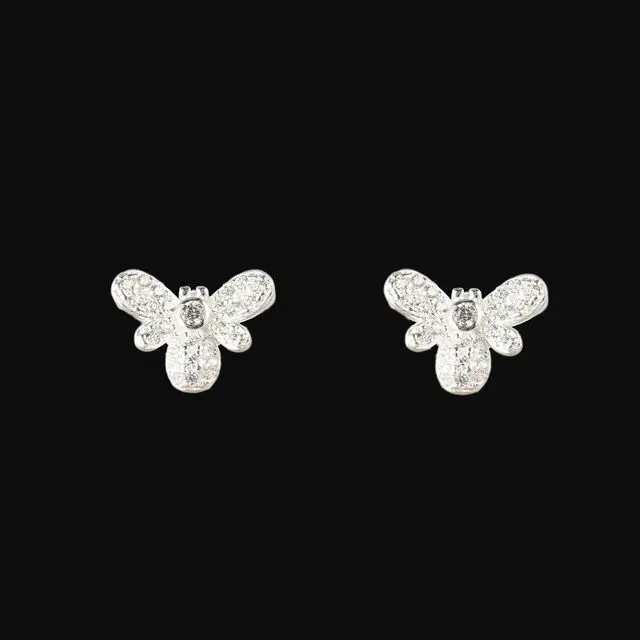 CZ Bee Stud Earrings