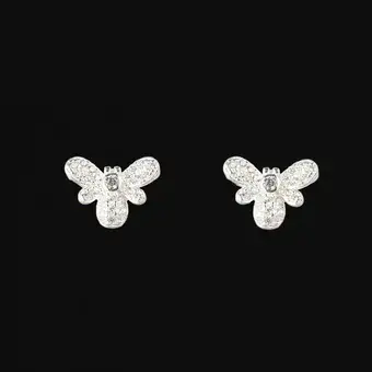 Bee Stud Earrings Set With Cubic Zirconia 925 Sterling Silver