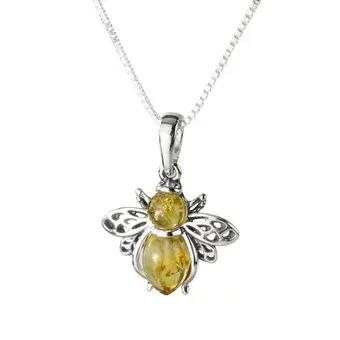 Lemon Baltic Amber Sterling Silver Bee Pendant Lemon Baltic Amber Sterling Silver Bee Pendant