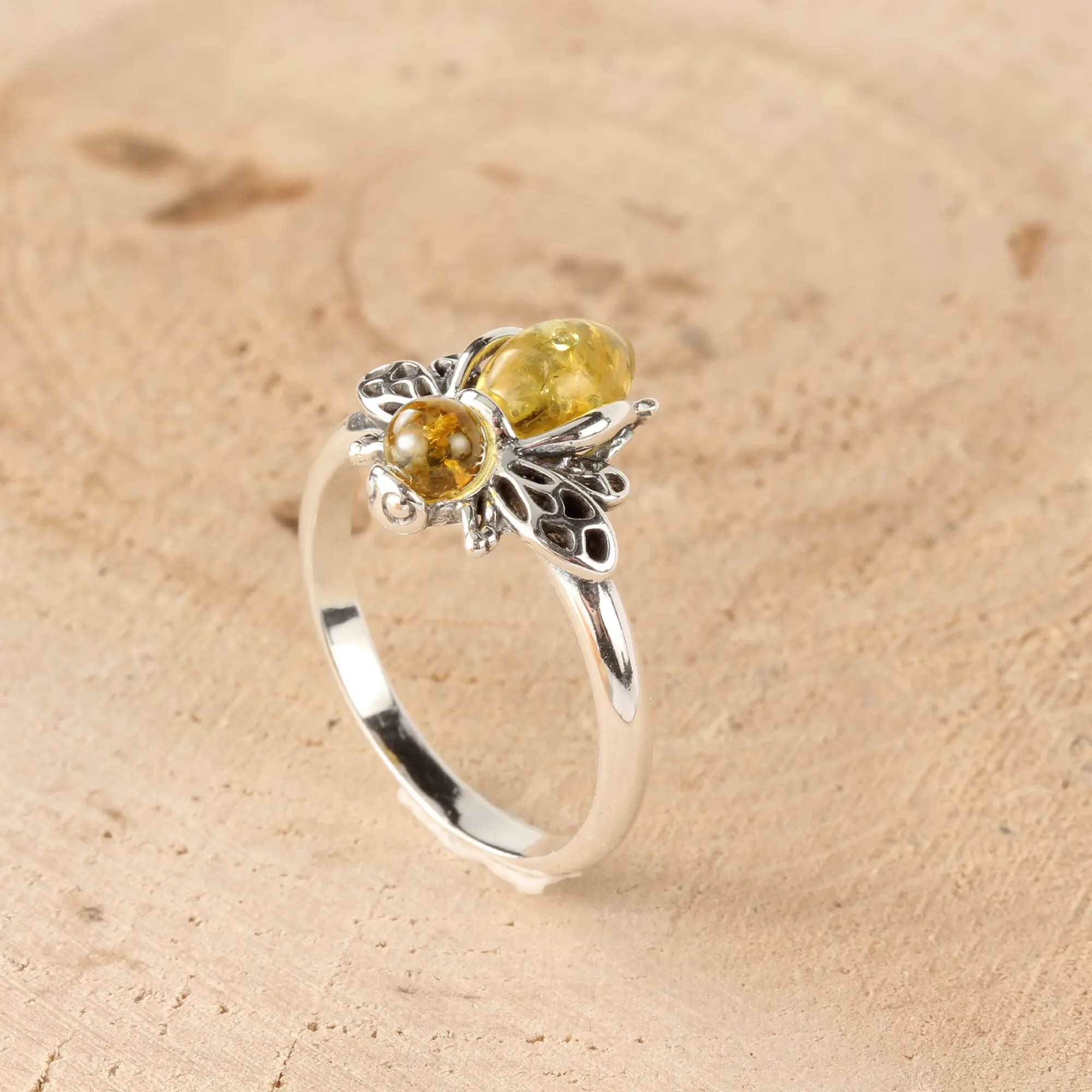 Lovely Natural Baltic Amber Ring – 925 Sterling Silver, Sizes 5-10 (New Without Tags)