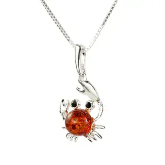 Crab Pendant Baltic Amber Sterling Silver Crab Necklace Crab Pendant Baltic Amber Sterling Silver Crab Necklace