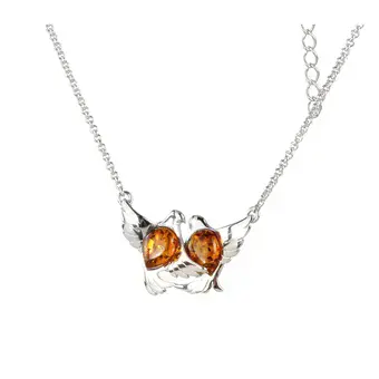 Baltic Amber Doves Necklace Adjustable Sterling Silver Baltic Amber Doves Necklace Adjustable Sterling Silver