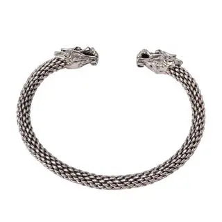 Gents 925 Sterling Silver Dragon Bangle