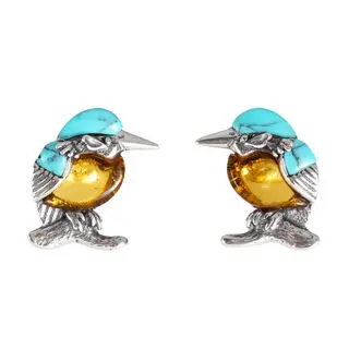 925 Sterling Silver Kingfisher Stud Earrings